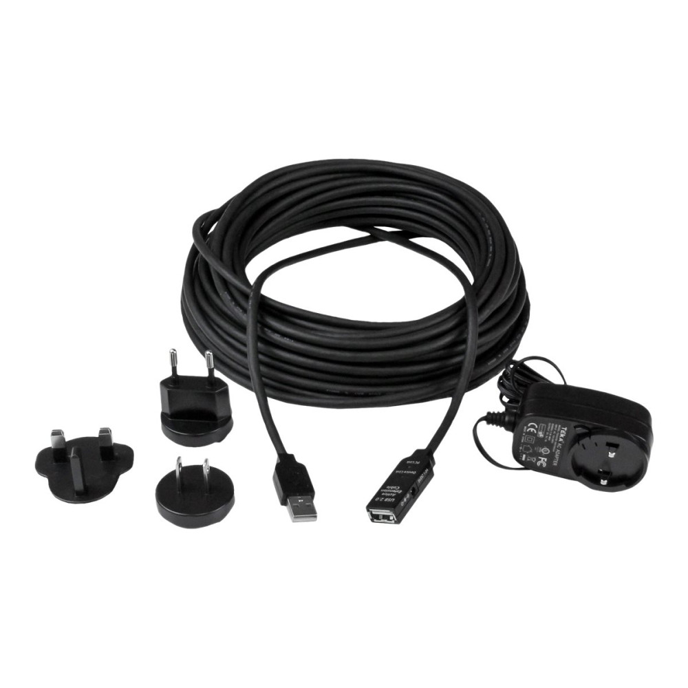 StarTech USB2AAEXT15M 15M USB2.0 A TO A EXTENSION CABLE, M/F, BLACK, LED, LTW - Image 1