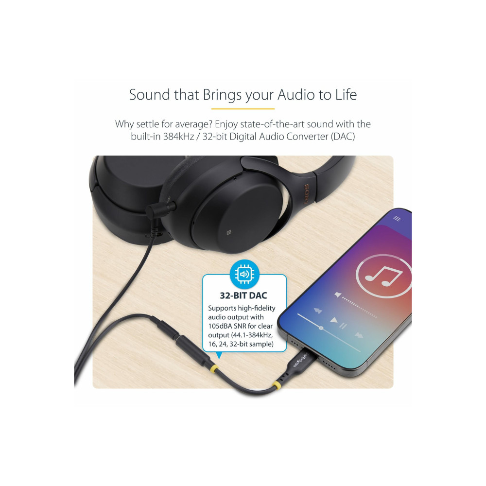 StarTech USBCAUDIO2 USB-C AUDIO ADAPTER TO 3.5MM TRRS JACK, HEADPHONE AUX DONGLE, 2 YR - Image 2