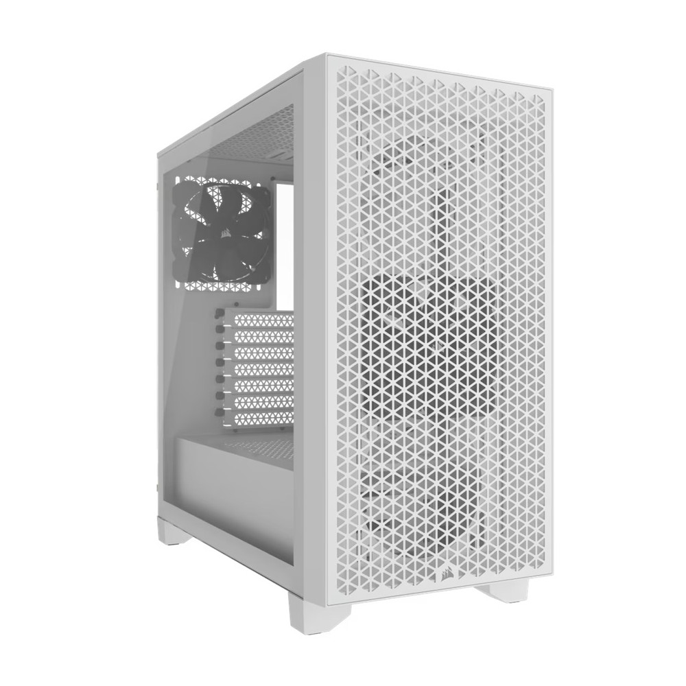 Corsair CC-9011252-WW 3000D AIRFLOW Mid-Tower PC Case - White, Tempered Glass, ATX, 360mm GPU, 170mm CPU, 360mm radiator, 7 slots, USB 3.2, Dust Filtered, 2yr wty - Image 1
