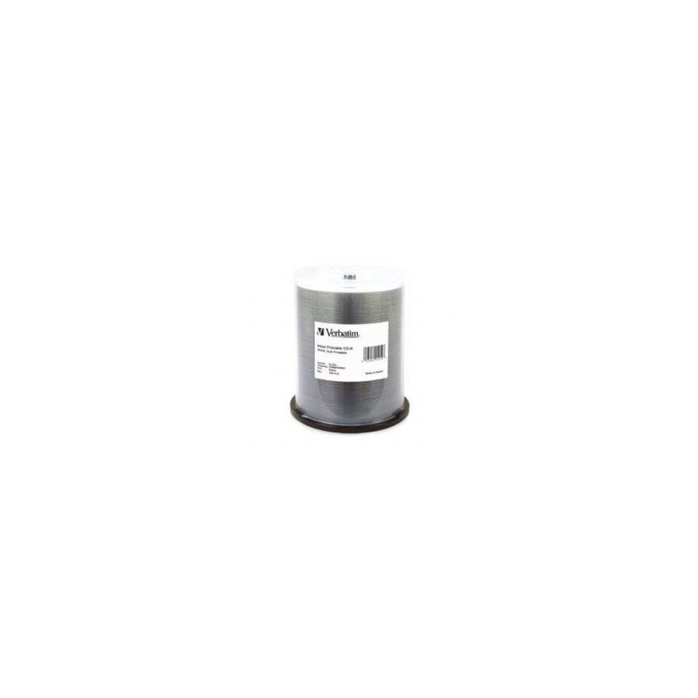 Verbatim 95252 CD-R 700MB 100Pk White Wide InkJet 52x Ideal for full-surface, edge-to-edge printing - Image 1