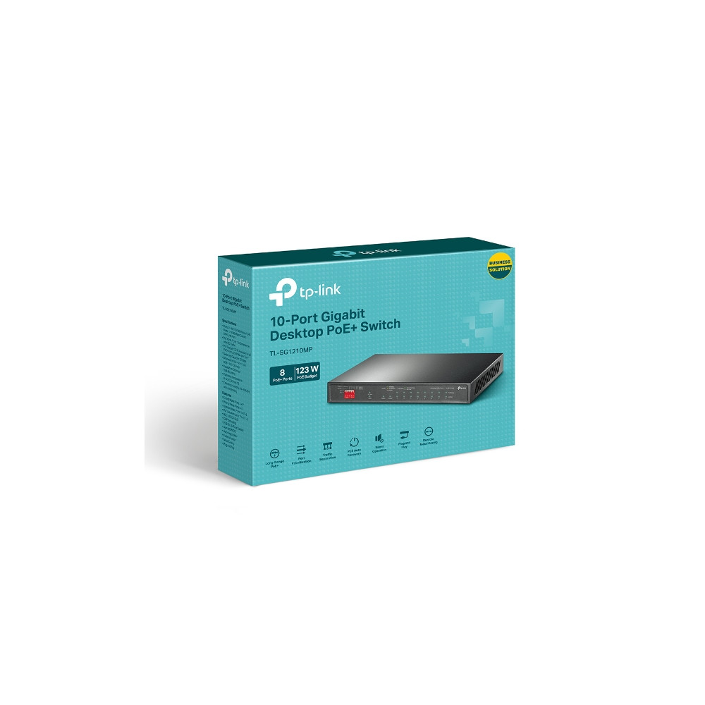 TP-LINK TL-SG1210MP 10-PORT UNMANAGED GIGABIT SWITCH, POE+(8), SFP(1), 123W, METAL CASE, 5YR - Image 1