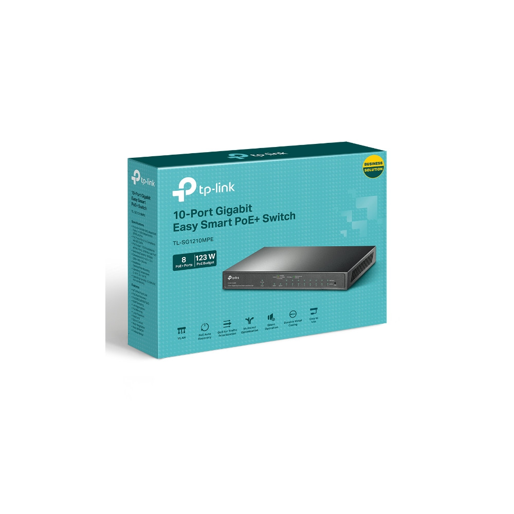 TP-LINK TL-SG1210MPE 10-PORT EASY SMART GIGABIT SWITCH, POE+(8), SFP (1) 123W, METAL CASE, 5YR - Image 1
