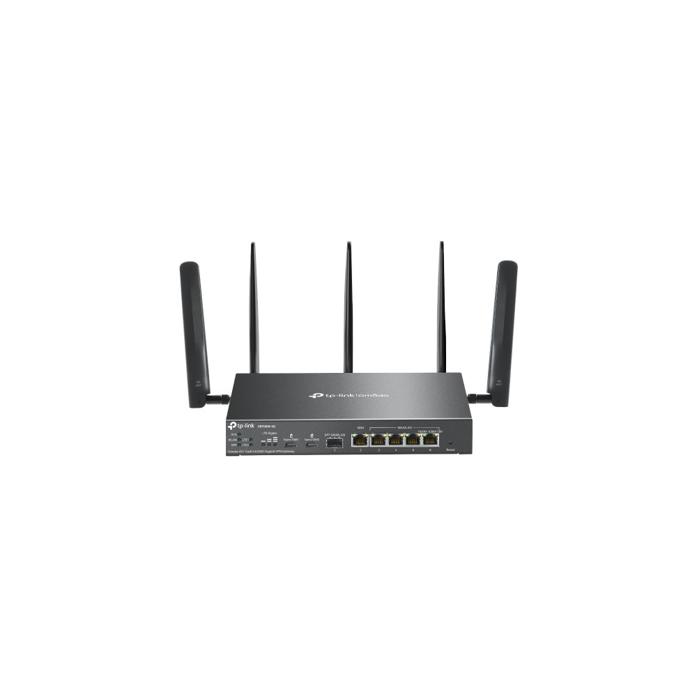 TP-LINK ER706W-4G (CH) Omada 4G+ Cat6 AX3000 Gigabit VPN Router, 4G+, Dual Band Wi-fi 6, 6 Gigabit Ports (5 RJ45+1 SFP), 5 High-Gain Detach Ant. - Image 1