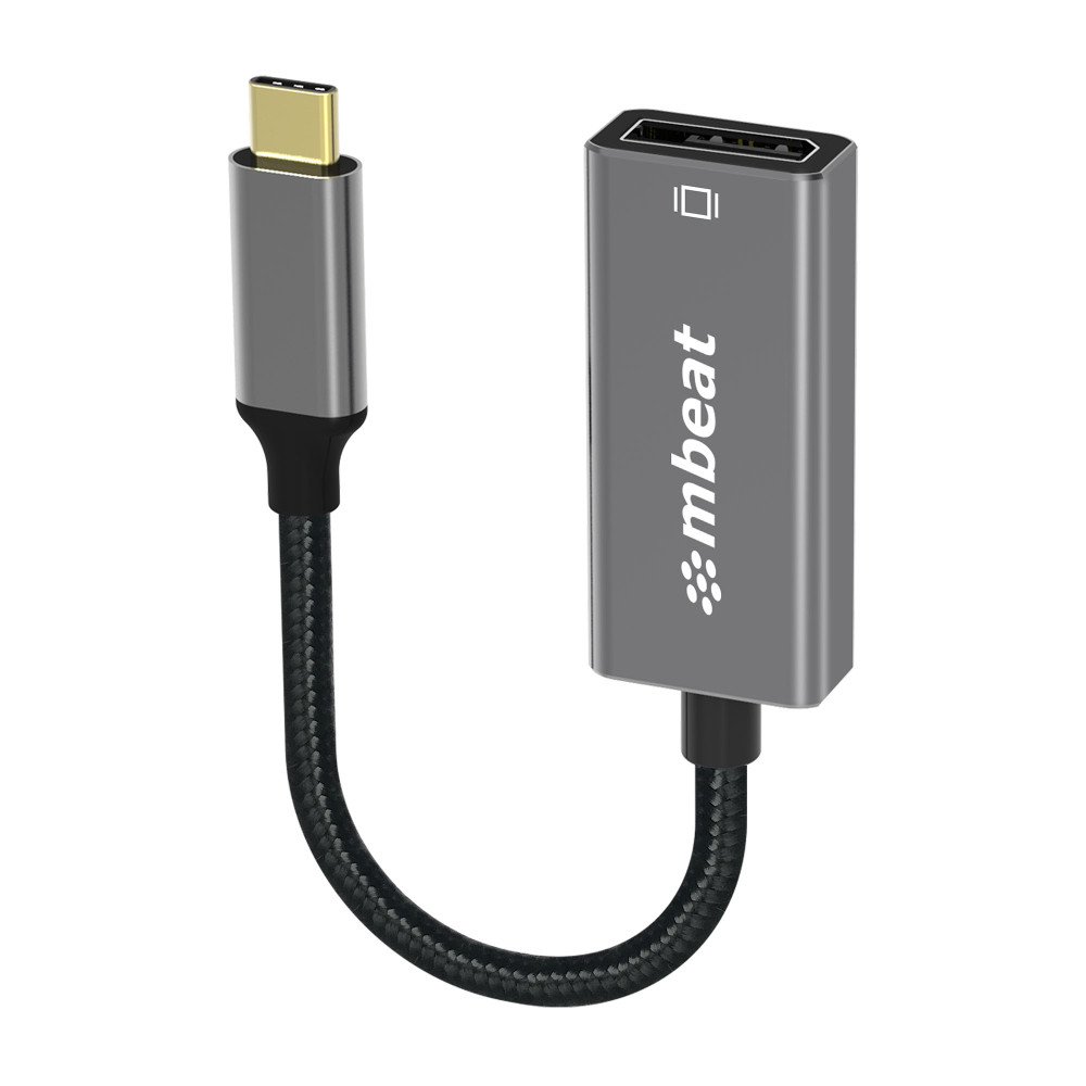 MBEAT MB-XAD-CDP Elite USB-C to Display Port Adapter -Converts USB-C to DisplayPort female port, 4K@60Hz (3840×2160), 15cm - Space Grey Weight: 30g - Image 1