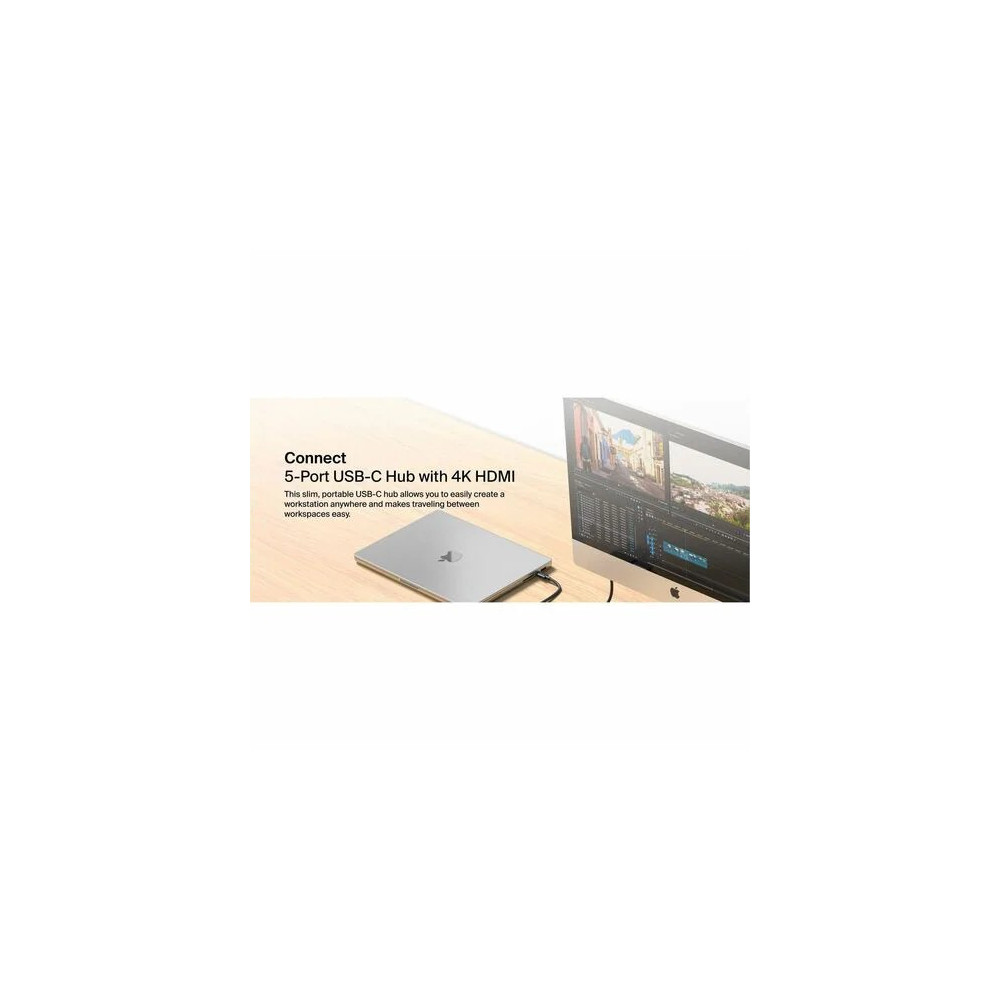Belkin AVC021FQBK Connect USB Type C Docking Station for Notebook, Monitor, Hard Drive, Webcam, Tablet, Smartphone, Computer - Charging Capability - 4K @ 60Hz - 3840 x 2160 - 4 x USB Ports - 1 x USB 3.0 - 4 x USB Type-C Ports - USB Type-C - HDMI - Wired -