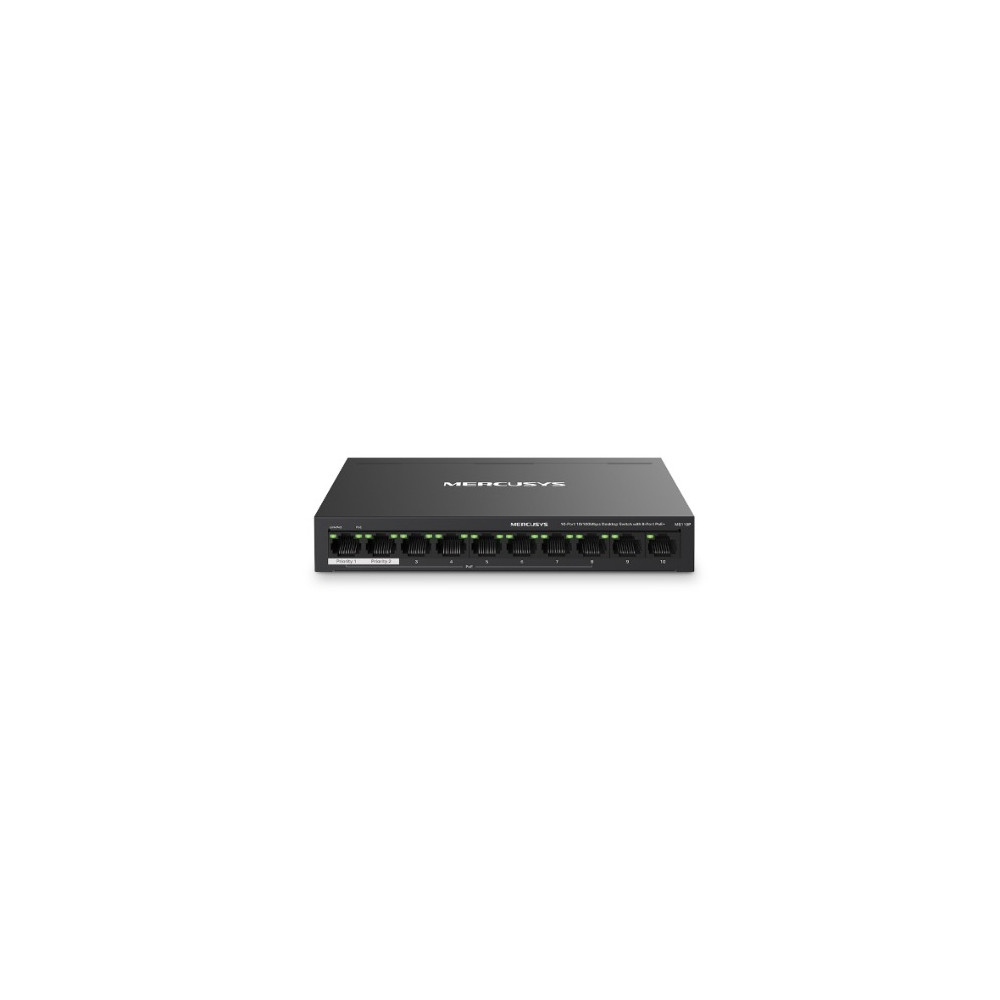 TP-LINK MS110P Mercusys 10-Port 10/100Mbps Desktop Switch with 8-Port PoE+, Up to 250 m - Image 1