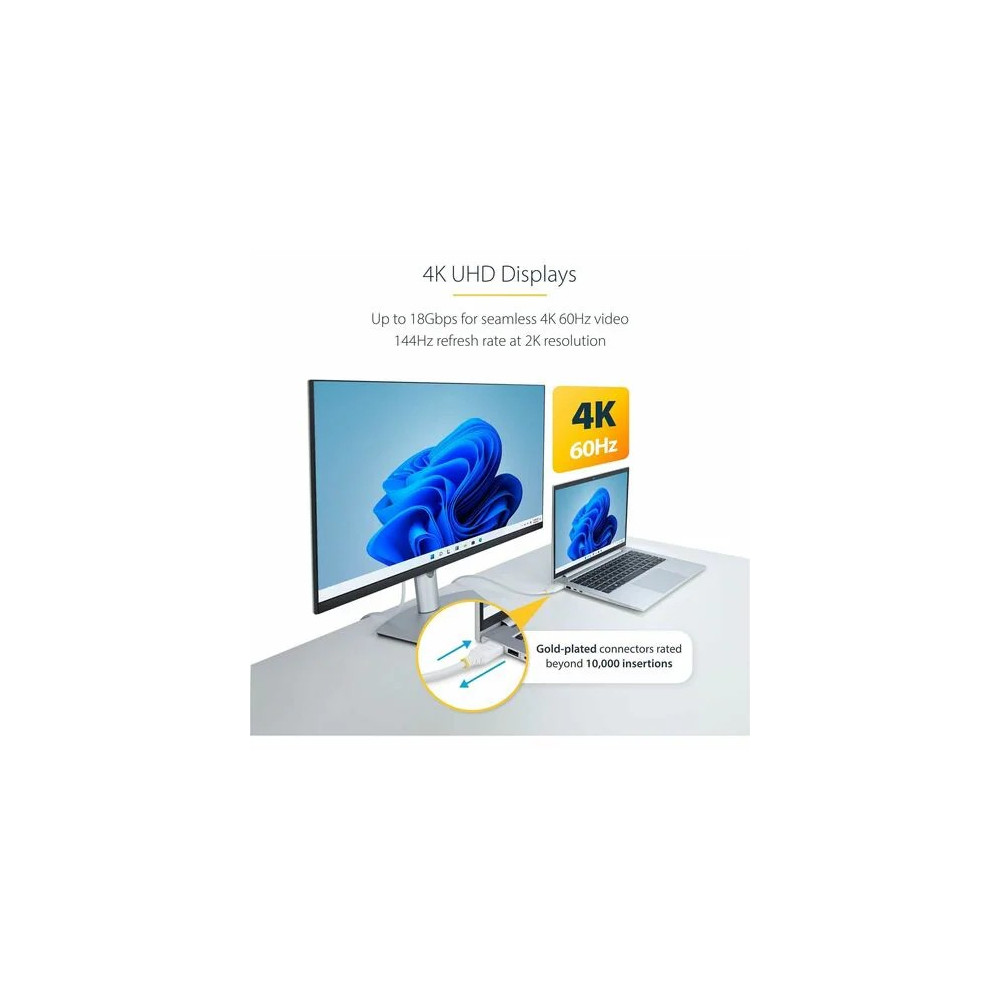 StarTech HDMI2-CABLE-4K60-6FW 6FT (1.8M) PREMIUM CERTIFIED HIGH SPEED HDMI CABLE, 4K60HZ, LTW - Image 3