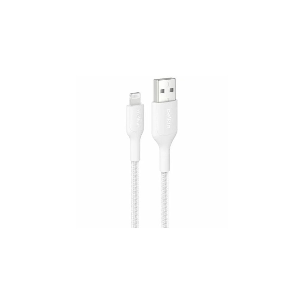 Belkin CAA020FQ2MWH BoostCharge Pro 2 m Lightning/USB Data Transfer Cable - Cable for iPhone, iPad Air, iPad mini, iPad Pro - First End: 1 x USB Type A - Male - Second End: 1 x Lightning - Male - 480 Mbit/s - White