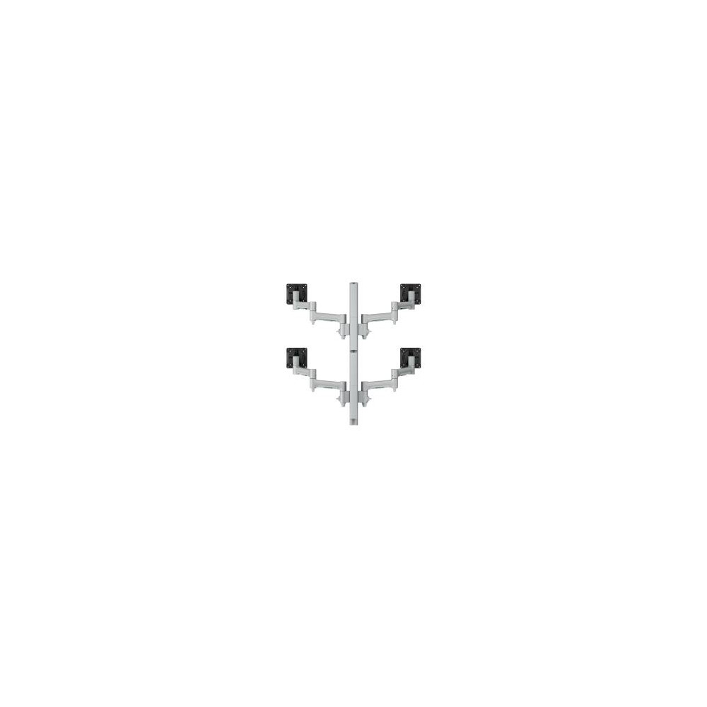 Atdec AWMS-4-4675-G-S Quad Monitor Mount on Tall Post - Grommet Clamp - Silver - Image 1