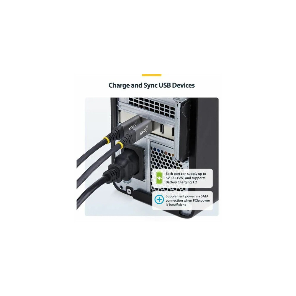 StarTech P10Q4C-USB-CARD-LP USB Adapter - PCI Express x4 - 1.25 GB/s, 640 MB/s, 60 MB/s, 1.50 MB/s, 140.80 kB/s - Desktop, Server, Smartphone - Internal - Red - TAA Compliant - UASP Support - 4 Total USB Port(s)1 SATA Port(s) - PC, Mac - Image 7