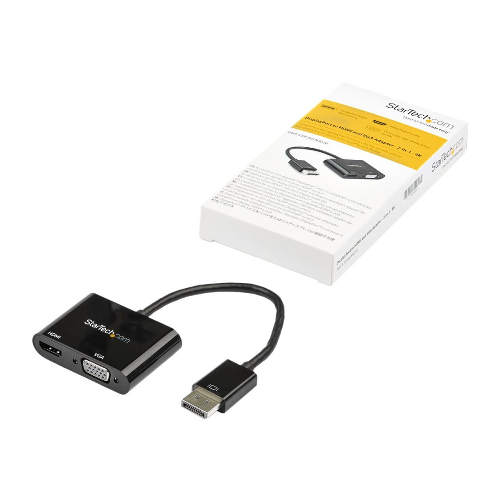 StarTech DP2VGAHD20 DP TO HDMI VGA ADAPTER CONVERTER - HDMI 2.0 4K 60HZ 3 YR - Image 1