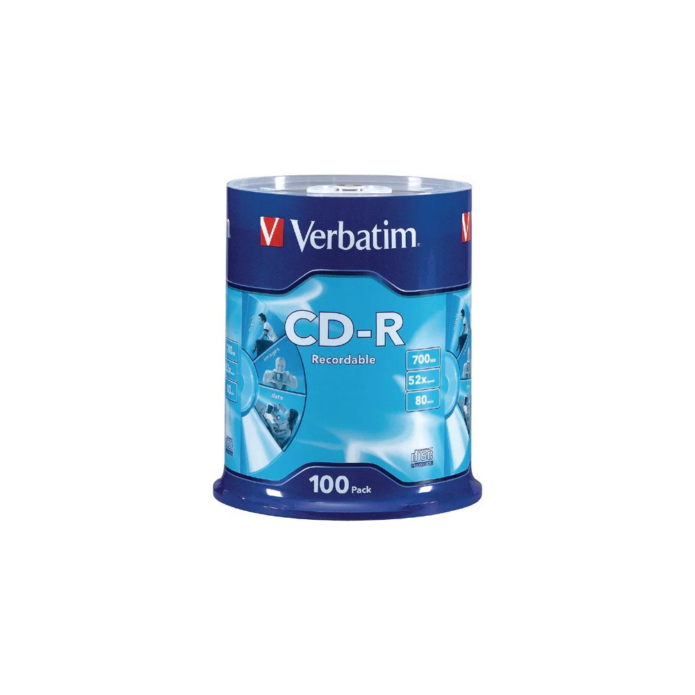 Verbatim 62616 CD-R 100Pk Bulk SLVR Shiny 52x 80min - Image 1