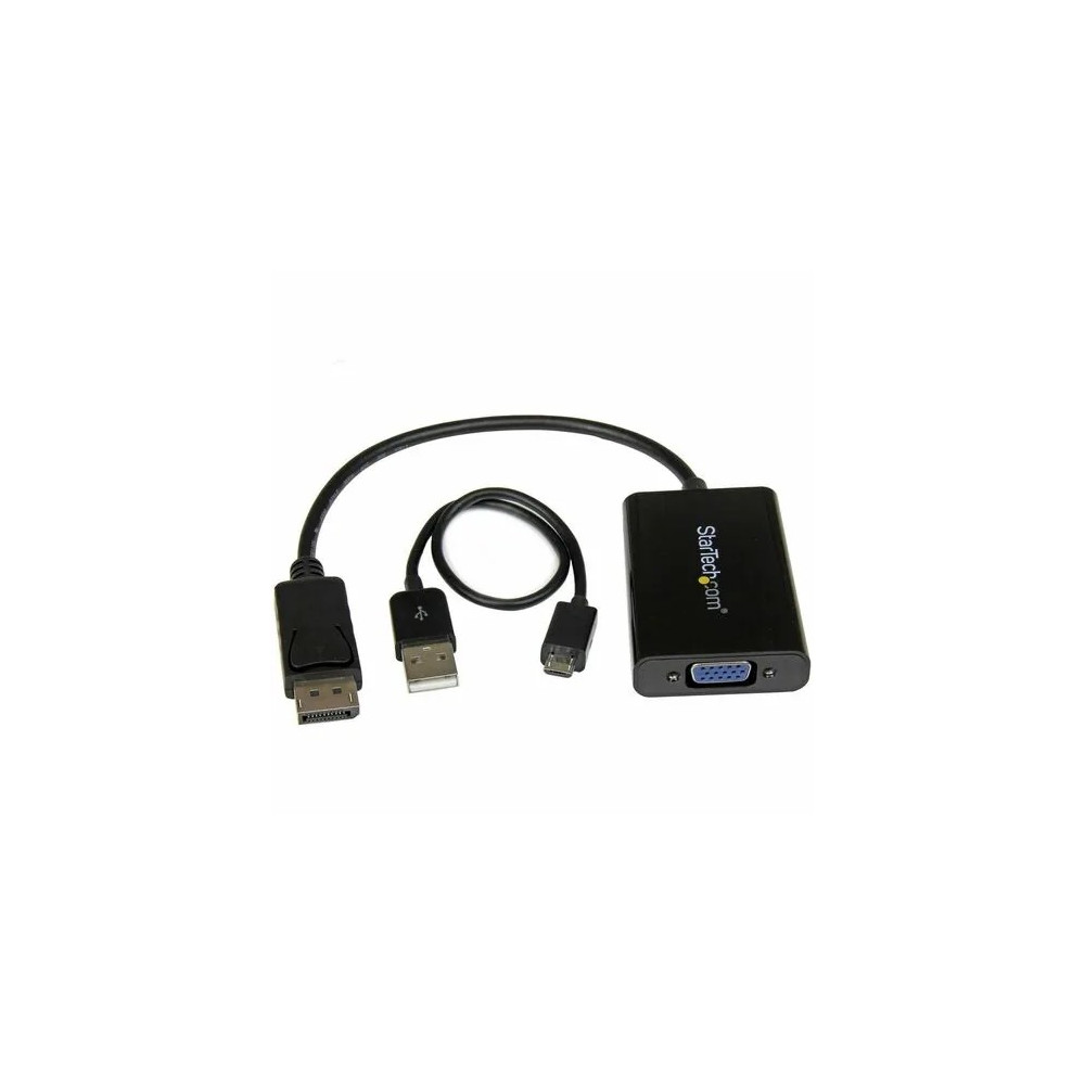 StarTech DP2VGAA DisplayPort to VGA Adapter with Audio - DP to VGA Converter - 1920x1200 - 1 x 20-pin DisplayPort 1.2 Digital Audio/Video - Male - 1 x 15-pin HD-15 - Female, 1 x Mini-phone Audio - Female, 1 x 5-pin Micro USB Type B - Female - Bl - Image 4