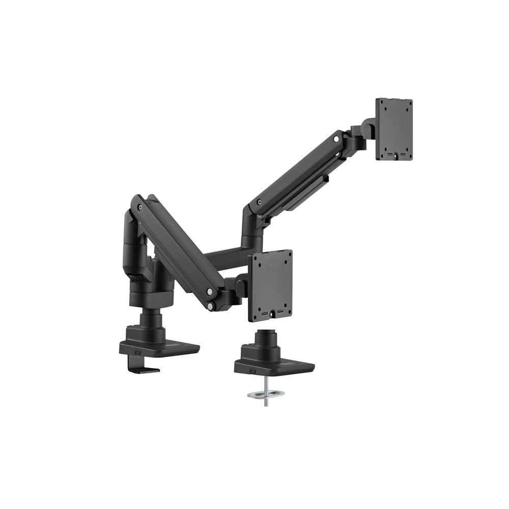 Brateck LDT69-C024P2-BL Fabulous Pole-Mounted Gas Spring Dual Monitor Arm Fit Most 17'-35' Monitors, Up to 20kg per screen VESA 75x75/100x100 Fine Texture Black （LS） - Image 1