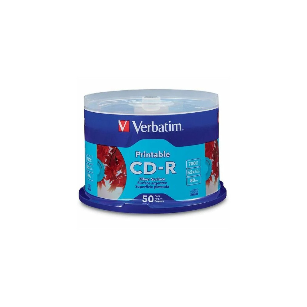 Verbatim 95005 CD Recordable Media - CD-R - 52x - 700 MB - 50 - 120mm - Printable - 1.33 Hour Maximum Recording Time - Image 1