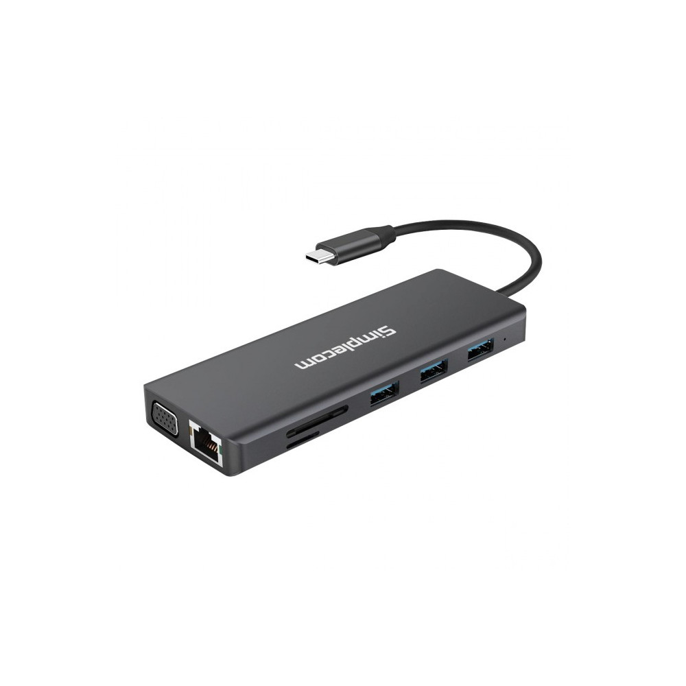 Simplecom CHN612 USB-C 12-in-1 Multiport Docking Station Dual HDMI + VGA Triple Display Gigabit LAN - Image 1