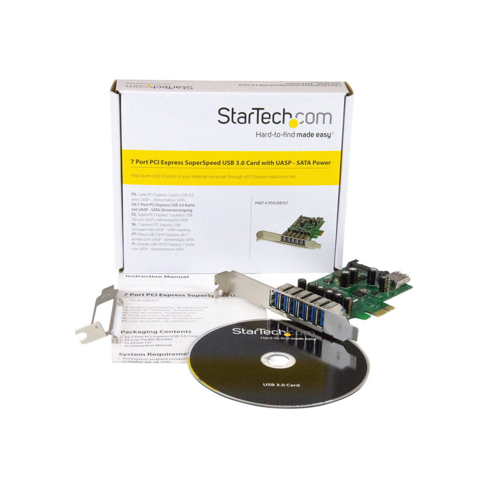 StarTech PEXUSB3S7 7 PORT PCIe USB 3.0 CARD, SATA POWER REQUIRED, UASP, 2YR - Image 1