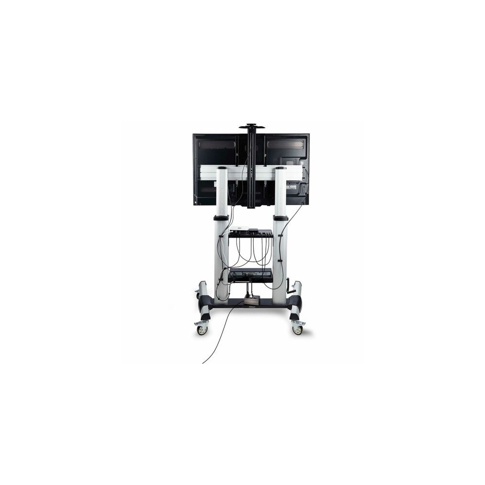 StarTech 1110C-MOBILE-TV-CART Rolling TV Cart/Stand On Wheels, For 60-100inch Flat Screens and 220lb, Height Adjustable Mobile Trolley Mount/Portable Stand - VESA-compatible, heavy-duty mobile TV stand/trolley supports flat-screen TVs from 60-10 - Image 6