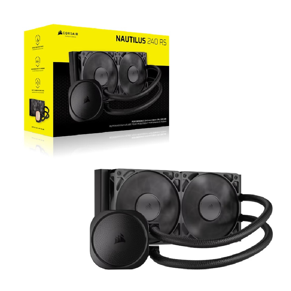 Corsair CW-9060088-WW NAUTILUS 240 RS Liquid CPU Cooler, Aluminum Rad, Copper Cold Plate, PWM Fan Control, 2100 RPM, 240mm rad, 400mm Tubing, 2x Fans - Image 1