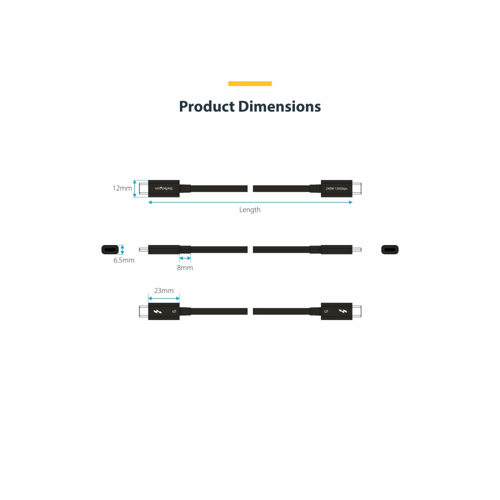StarTech TBLT5MM80CM240W 2.6FT (80CM) THUNDERBOLT 5 CABLE, 80GBPS/120GBPS, CERTIFIED, LTW - Image 8