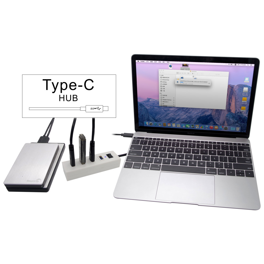 EZcool USBINTHUBHYD9003T Type-C USB 3.1 4-Port Hub with Switch White - Image 3