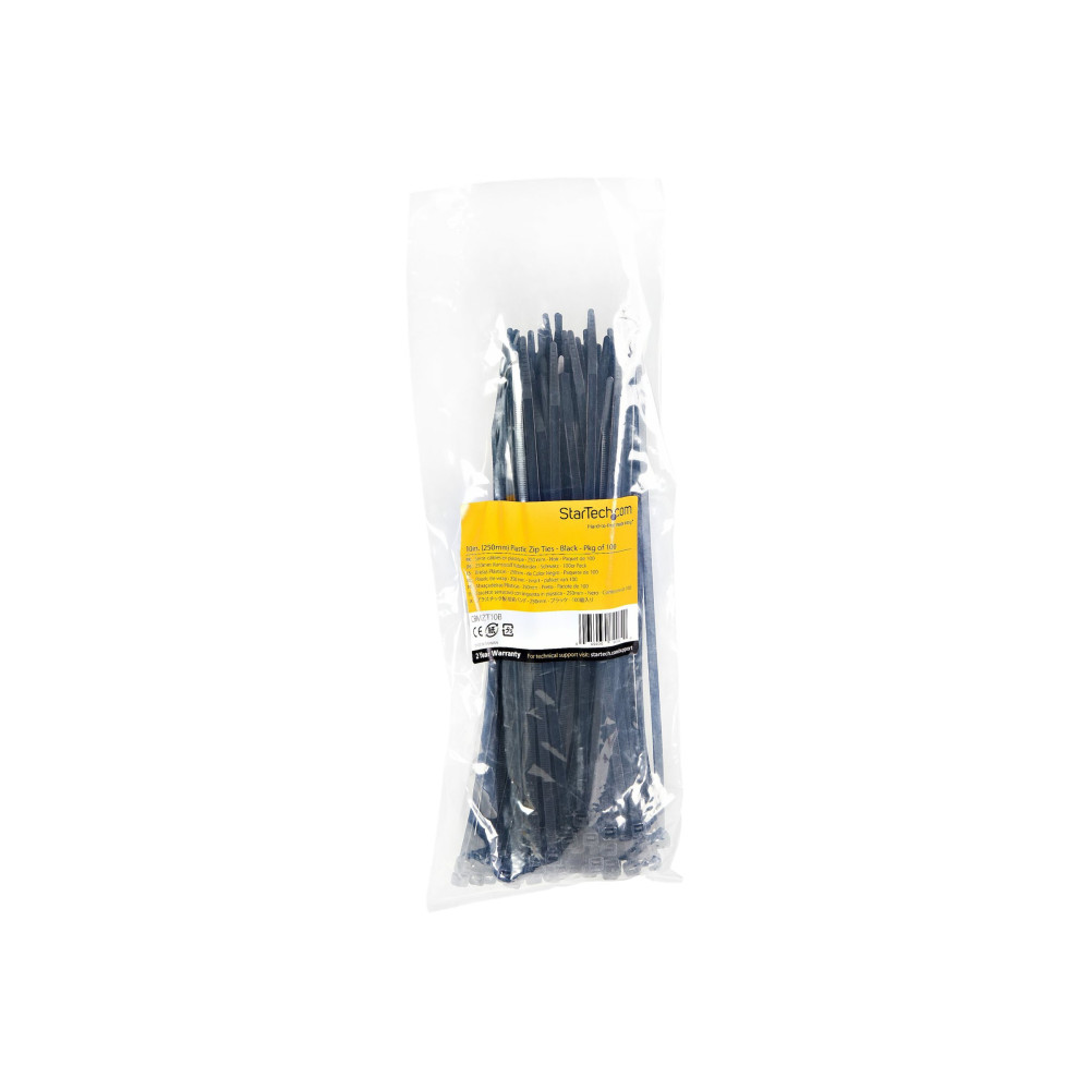 StarTech CBMZT10B 10"(25CM) CABLE TIES - 1/8"(4MM) WIDE, 2-5/8"(68MM) BUNDLE DIAMETER, 50LB(22K - Image 1