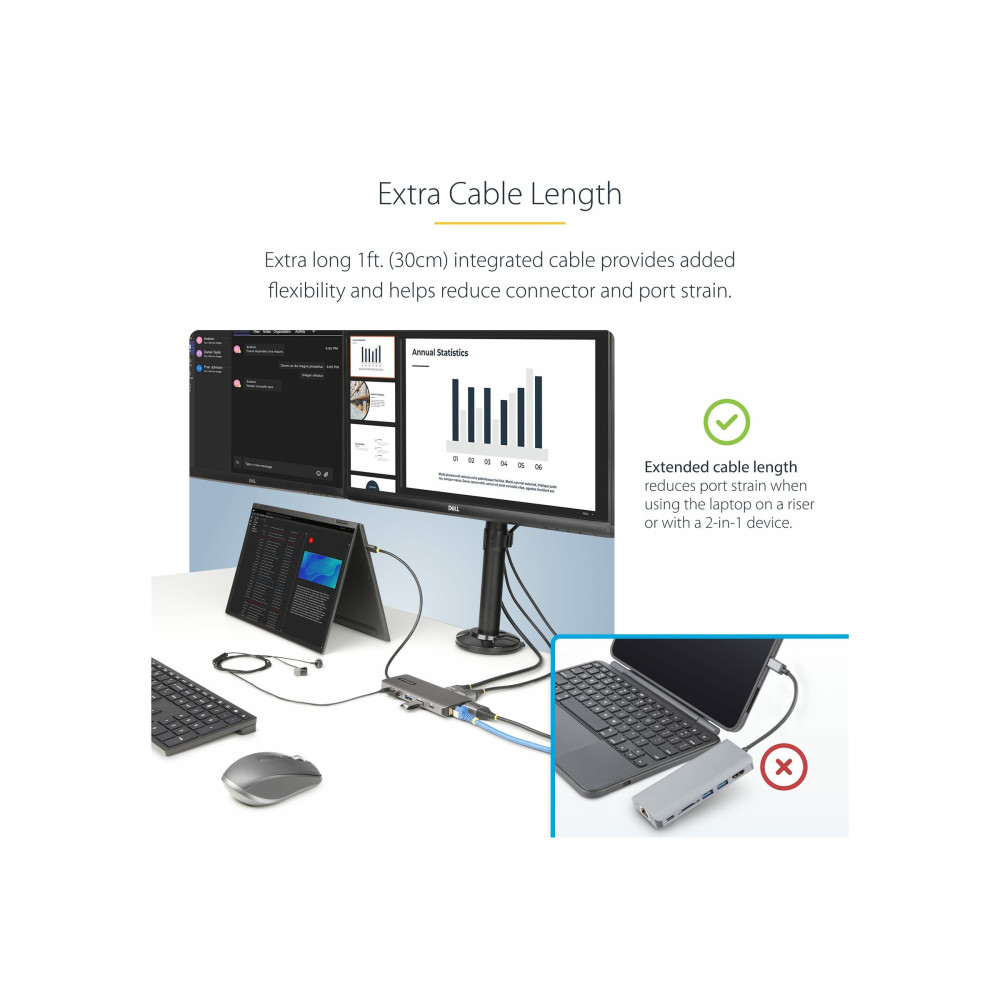 StarTech 154B-USBC-MULTIPORT USB-C TRIPLE-MONITOR MULTIPORT ADAPTER, HDMI/DP/CARD READER, 3 YR - Image 2