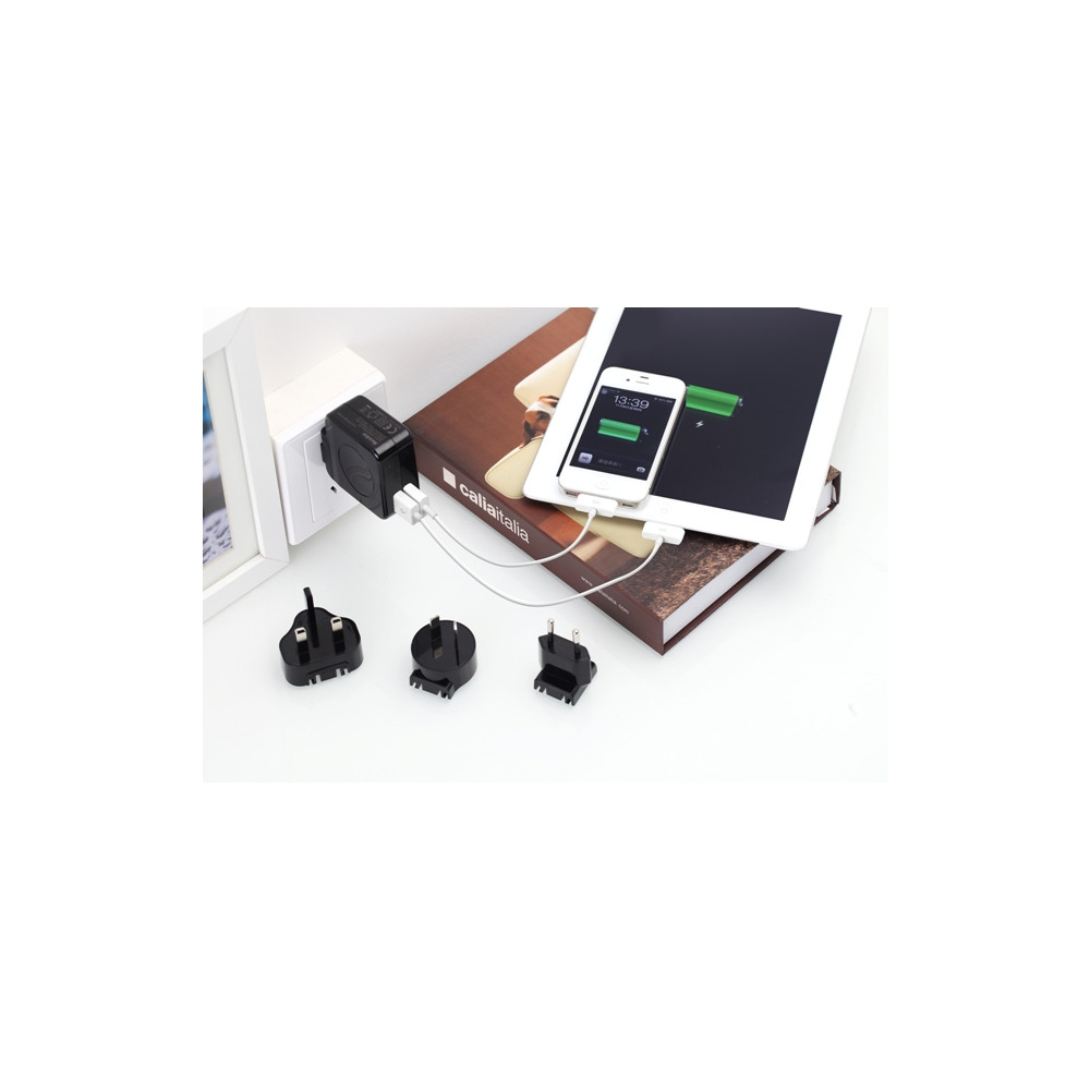 Huntkey D204 TravelMate Multi Plugs USB Wall Charger Adapter 4.2 A US UK EU AU Plugs with Car Charger - Image 4