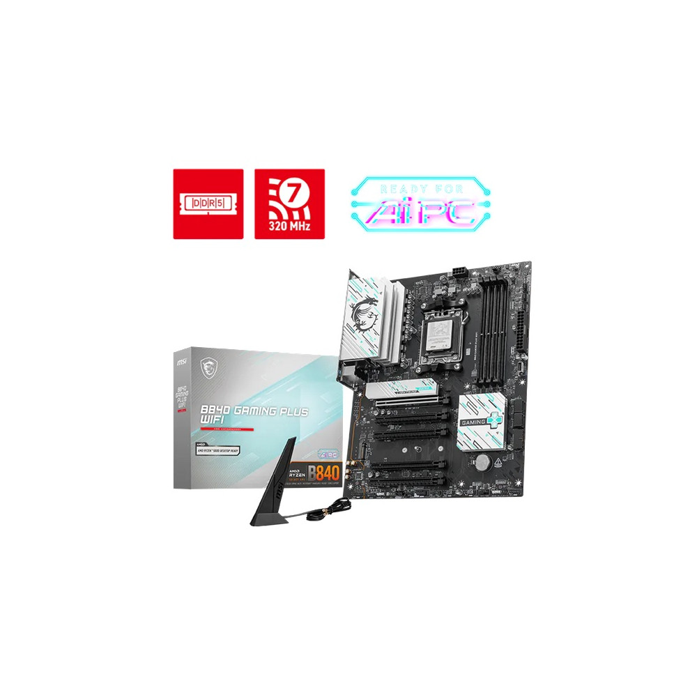 MSI B840 GAMING PLUS WIFI , AM5, 4x DDR5 256GB, 1x HDMI, 4x PCI-E x16 slot, 3x M.2, Wi-Fi 7 - Image 1