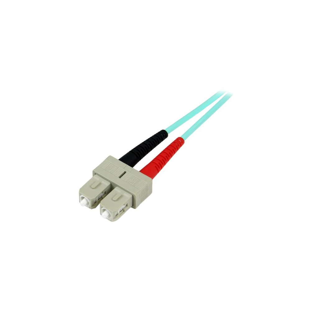 StarTech A50FBLCSC1 1m (3ft) LC/UPC to SC/UPC OM3 Multimode Fiber Optic Cable, Full Duplex 50/125 Zipcord, 100G, LSZH Fiber Jumper Cord - 1m (3.3ft) OM3 Multimode LC/SC-UPC Fiber Cable; 1/10/40/100 Gbps Full Duplex; 50/125um Core w/ Aramid Sheat - Image 4