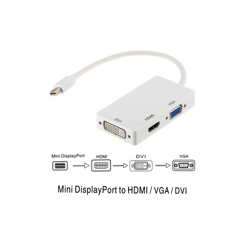 Astrotek AT-MINIDP-3IN1 3 in1 Thunderbolt Mini DP DisplayPort to HDMI DVI VGA Hub Adapter Converter Cable for MacBook Air Mac Mini Microsoft Surface Pro 3/4/5 - Image 1