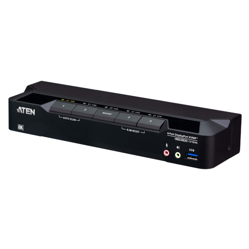 Aten CS1924A-AT-U Desktop 4-Port USB 3.0 8K DisplayPort KVMP™ Switch (Cables included) - Image 1