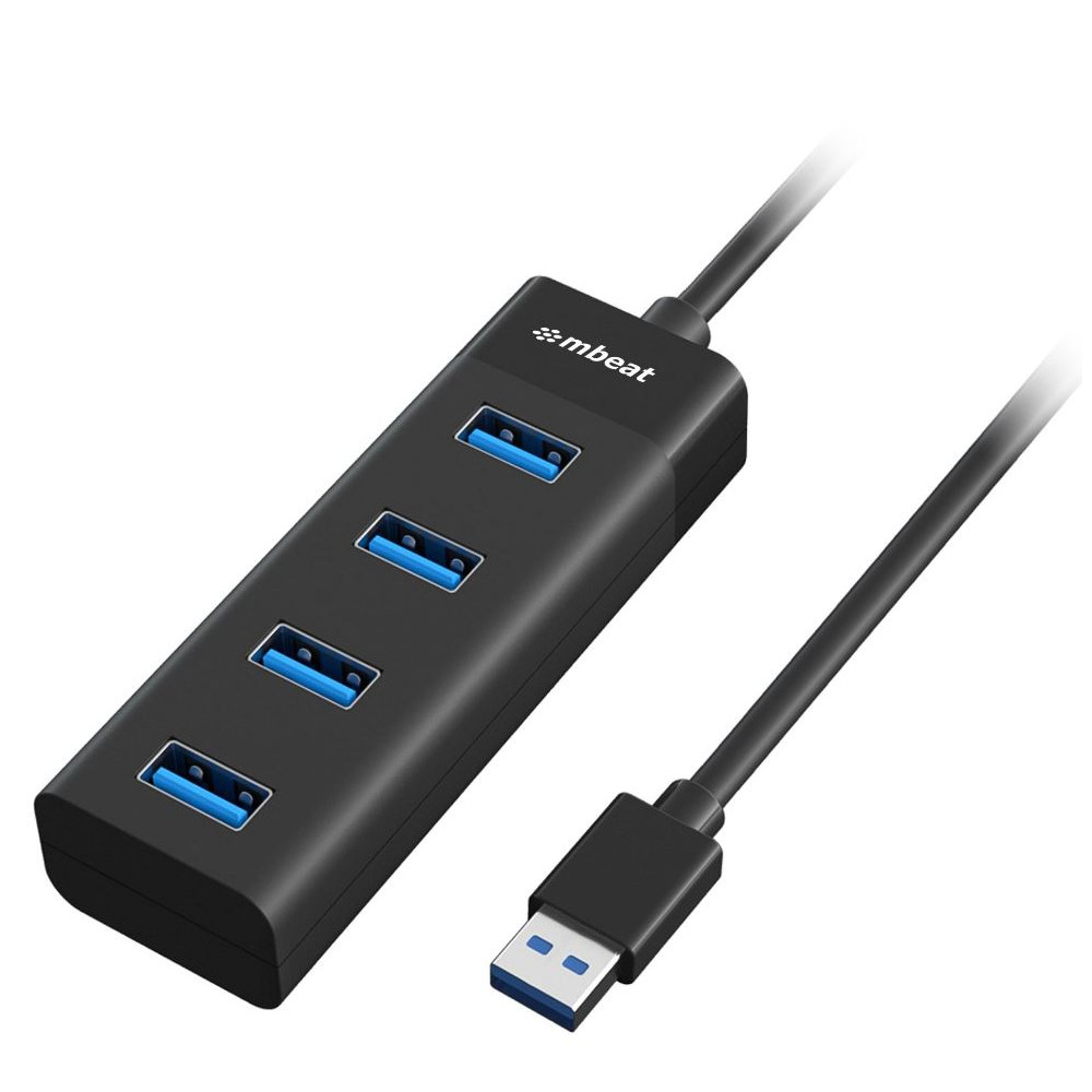 MBEAT MB-U3H-4K 4-Port USB 3.0 Hub - Black USB 3.0 transfer speeds up to 5Gbps. Plug-and-play Compact and lightweight Weight: 37g - Image 1