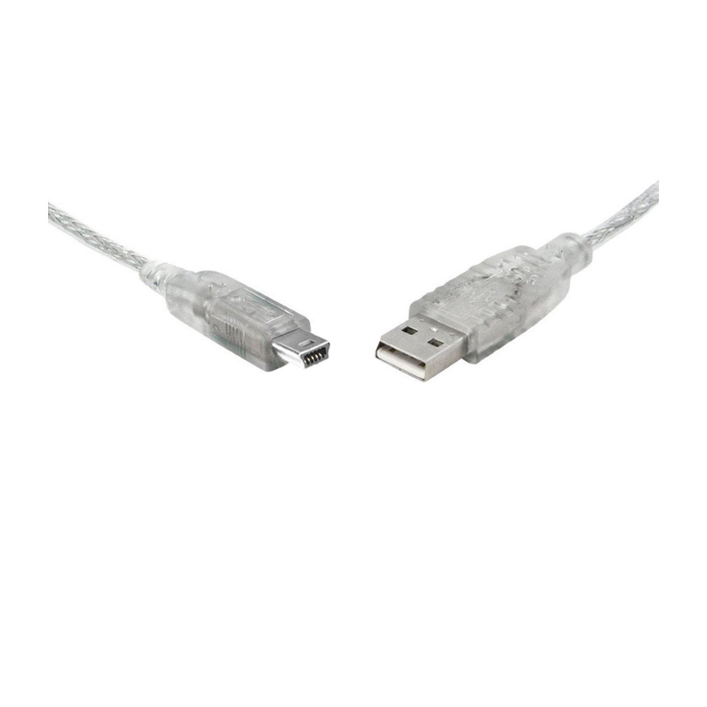 8ware UC-2001ABN USB 2.0 Cable 1m A to Mini-USB B Male to Male Transparent - Image 1