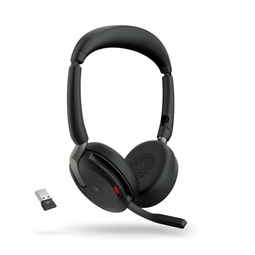 Jabra 26699-999-999 Evolve2 65 Flex MS Stereo Bluetooth Headset, Link380a USB-A Dongle, Foldable Design, 2Yr Warranty, 20 hours battery life, ANC 30m Wireless Range - Image 1