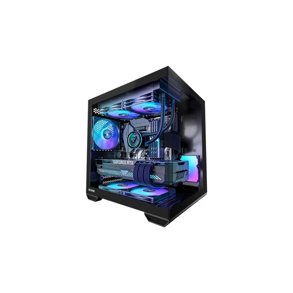 OKINOS CAO-M4ARGB-BK Mirage 4 mATX ARGB Case, ARGB controller, 4x ARGB Fans. Ultimate thermal, Steel,2x USB3.0, 1x3.2 Gen2 USB-C, Black Tower Case - Image 1