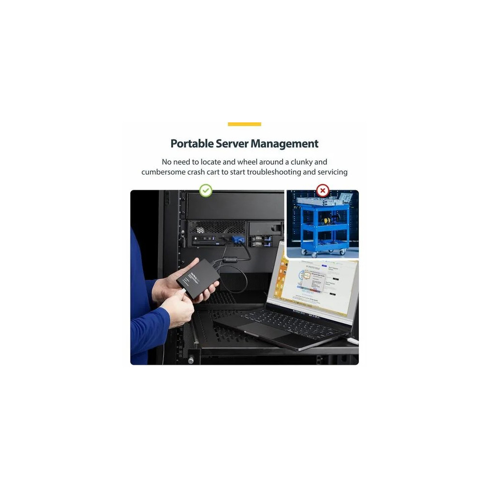 StarTech NOTECONS02 USB Crash Cart Adapter with File Transfer & Video Capture at 1920 x1200 60Hz, TAA - KVM adapter accesses any VGA and USB system - Instant BIOS-level control - Video capture at 1920 x 1200 60Hz - Share troubleshooting info wit - Image 5