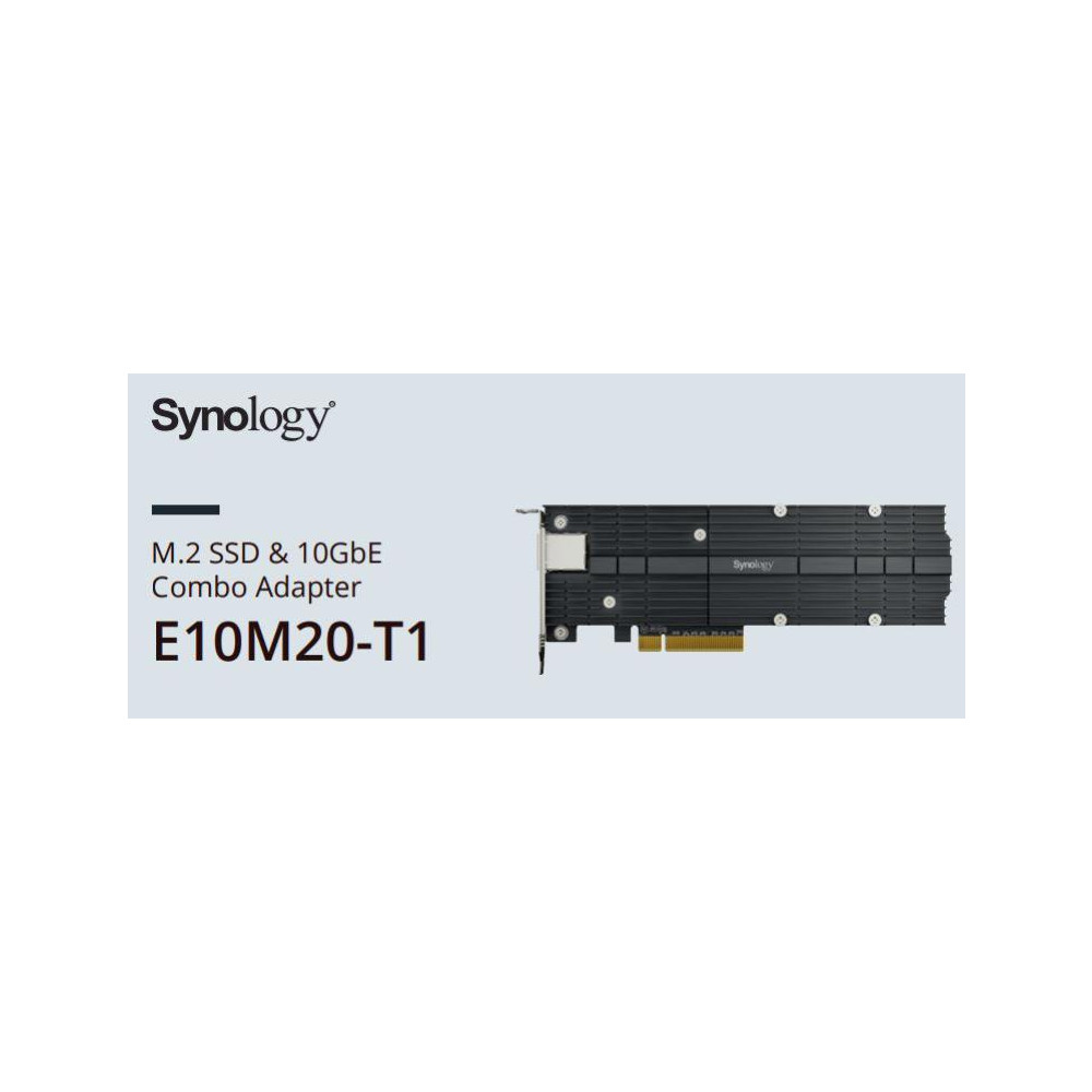 Synology E10M20-T1 10Gbe & M.2 SSD Adapter Card supporting SNV3400 and SNV3500 only.