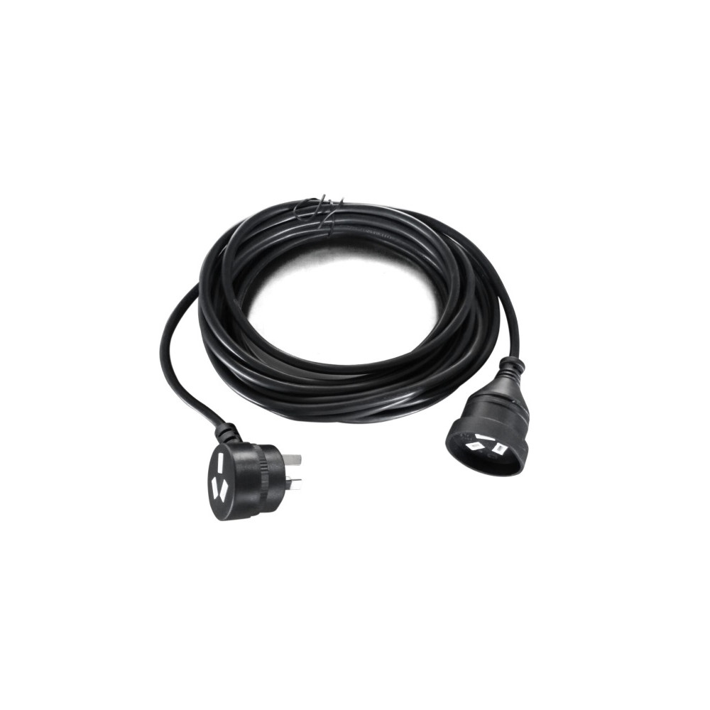8ware RC-3088AU-020 AU Power Cable Extension 3-Pin Male to Female 2m 3-Pin AU Piggy Back Black - Image 1