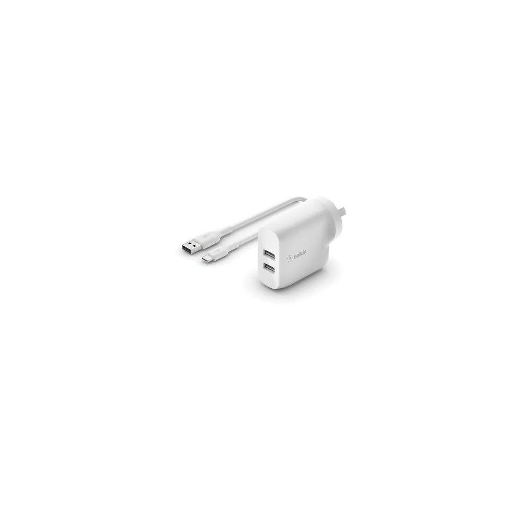 Belkin WCE001AU1MWH DUAL USB-A WALL CHARGER 24W + A TO C CBL - Image 2