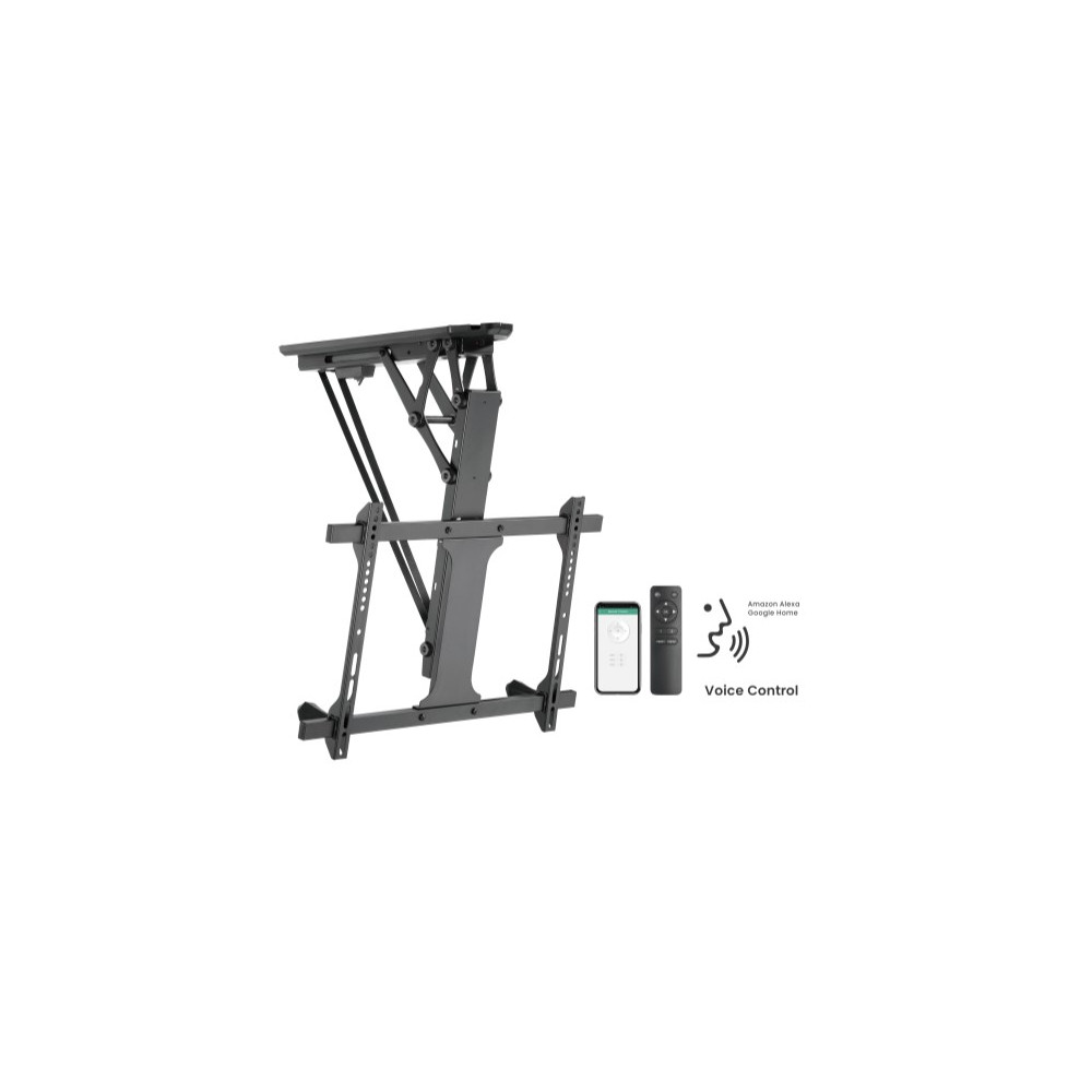 Brateck PLB-M0546AI Smart Flip Down TV Ceiling Mount Powered by TUYA Support most 32' ~ 70' TVs (Black) - Image 1