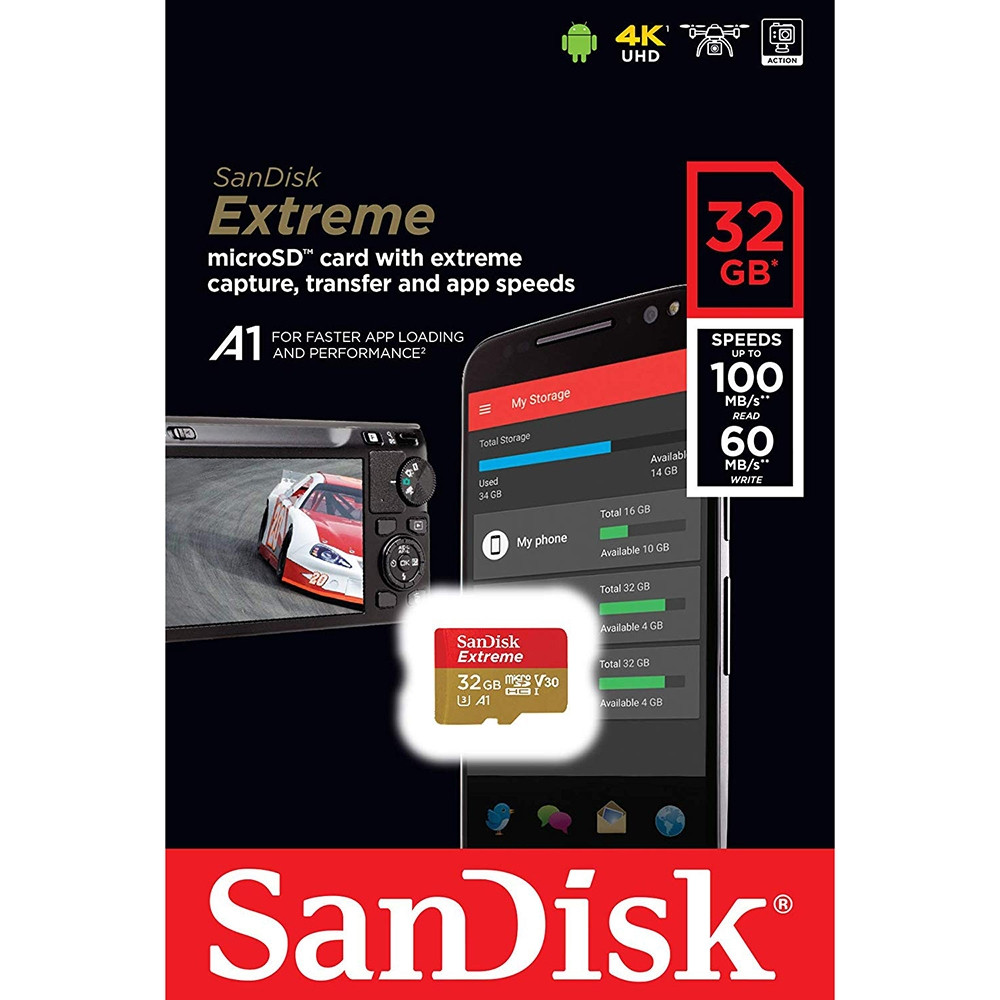 Sandisk SDSQXAF-032G-GN6MN 32GB MICRO SDHC EXTREME A1 V30, UHS-I/ U3, 100MB/s ,NO SD ADAPTER - Image 3
