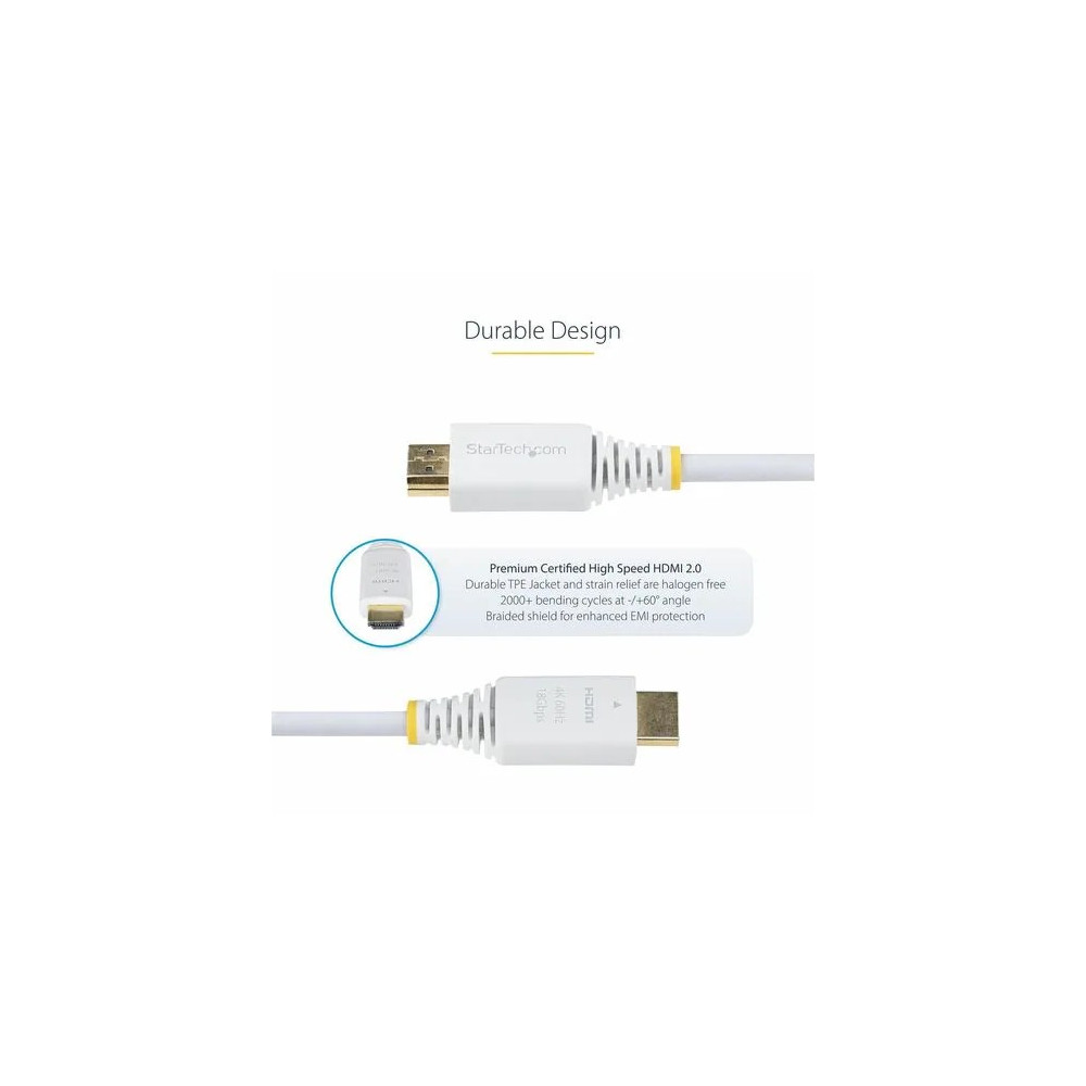 StarTech HDMI2-CABLE-4K60-6FW 6FT (1.8M) PREMIUM CERTIFIED HIGH SPEED HDMI CABLE, 4K60HZ, LTW - Image 5