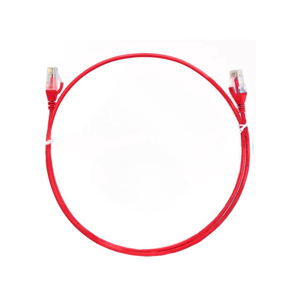 8ware CAT6THINRD-025 CAT6 Ultra Thin Slim Cable 0.25m / 25cm - Red Color Premium RJ45 Ethernet Network LAN UTP Patch Cord 26AWG for Data - Image 1