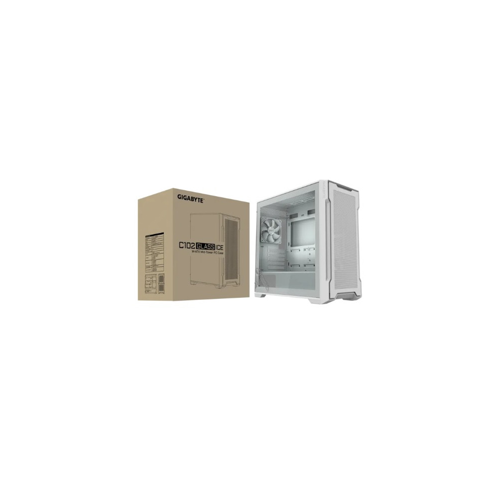 Gigabyte GB-C102GI C102 GLASS ICE Mid Tower case, 450x 210x 450 mm, White, 5 Expansion slots, 2x 3.5' Drive Support, 2 + 1 x 2.5' Drive Support, USB 3.0 x2 - Image 1