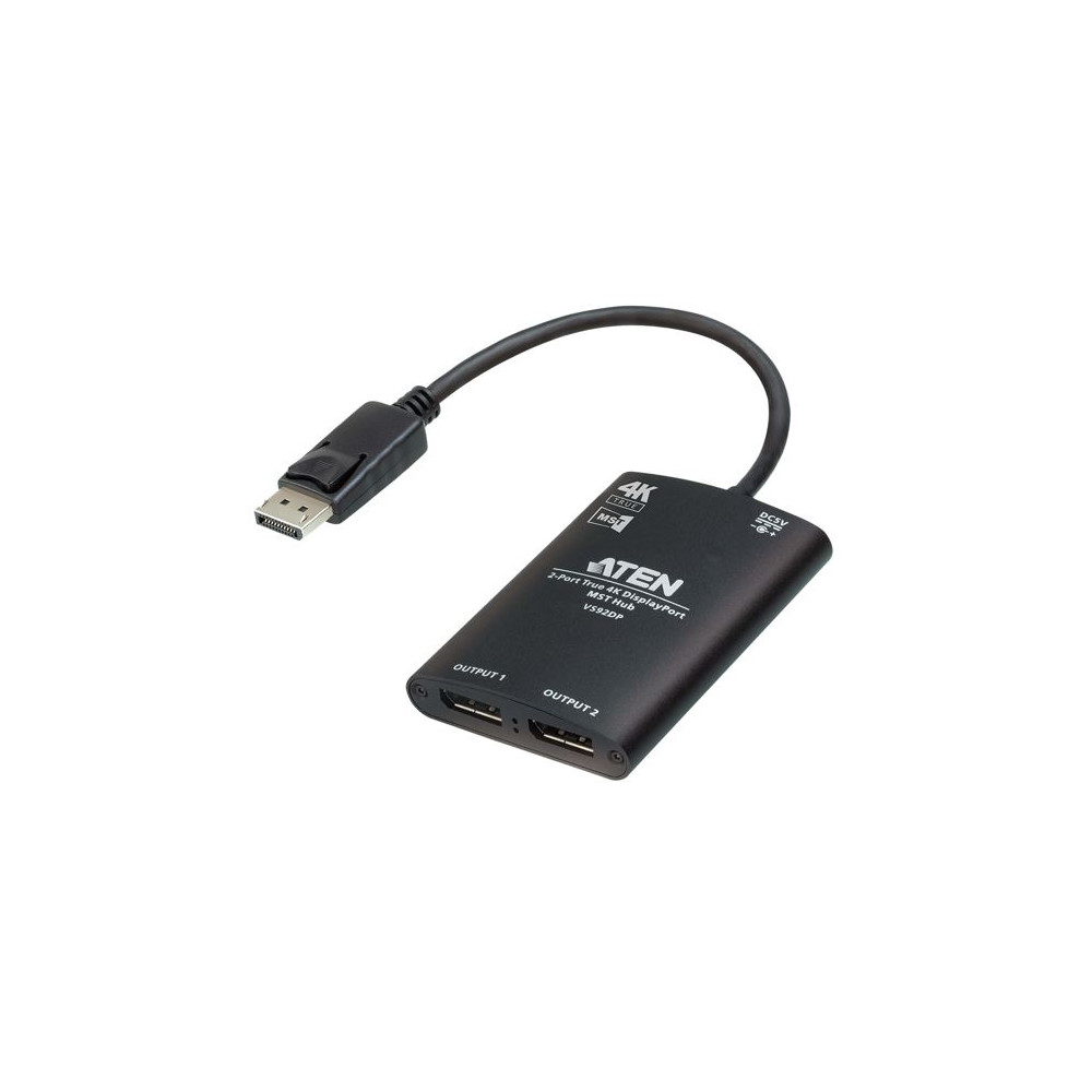 Aten VS92DP-AT VS92DP Video Splitter 2-Port True 4K resolution for dual output, up to 3840x2160@30 Hz, DisplayPort 1:2; HDCP 1.3 Compliant - Image 1