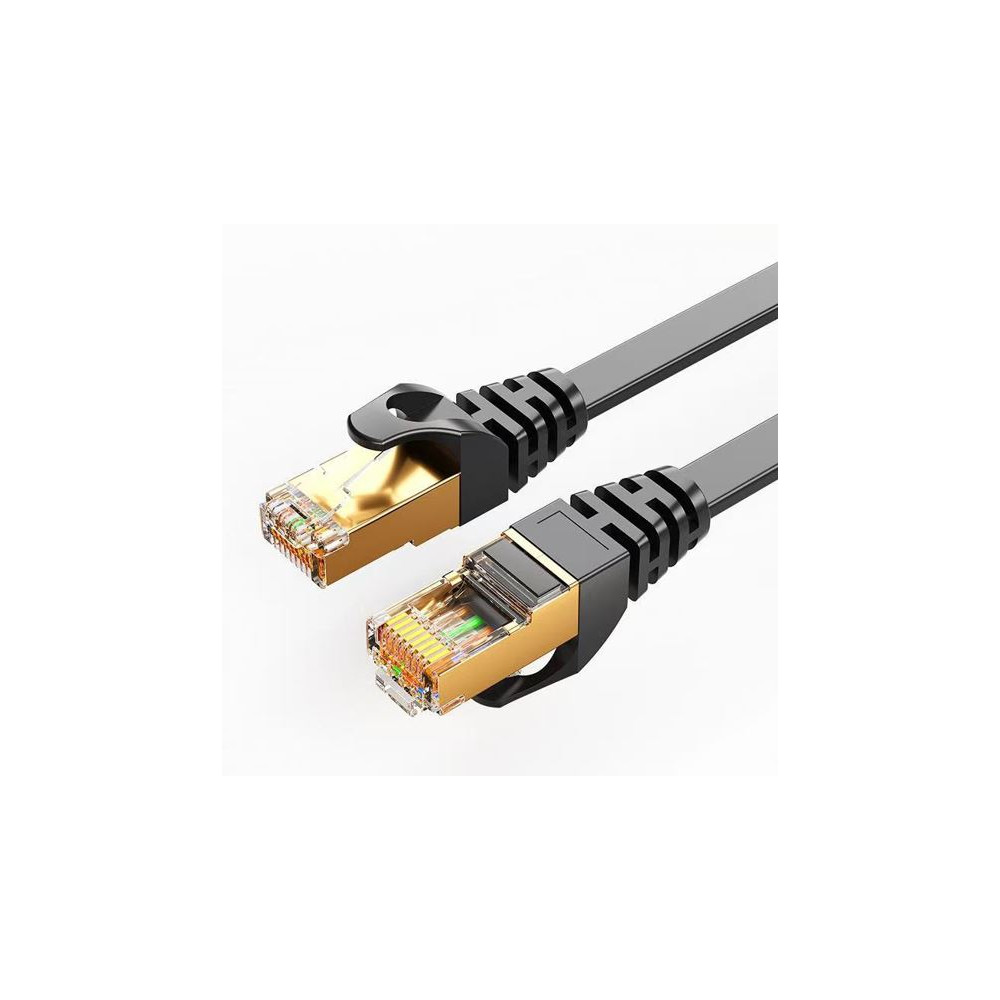 8ware CAT7-F-0.5BLK CAT7 Cable 0.5m (50cm) - Black Color RJ45 Ethernet Network LAN UTP Patch Cord Snagless Flat cable - Image 1