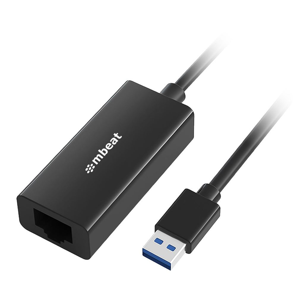 MBEAT MB-U3GL-1K USB 3.0 Gigabit Etherent Adapter - Black RJ45, up to 1000Mbps speed. Compact and lightweight Material: ABS Plastic Weight: 24.5g - Image 1