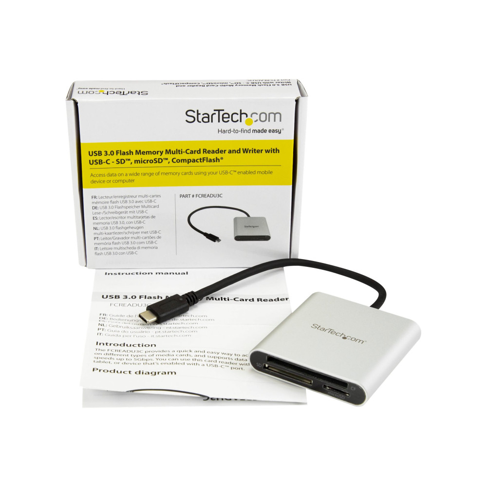 StarTech FCREADU3C MULTI MEMORY CARD READER/WRITER, USB-C 3.0, SD, MICRO-SD,COMPACT FLASH, 2YR - Image 2