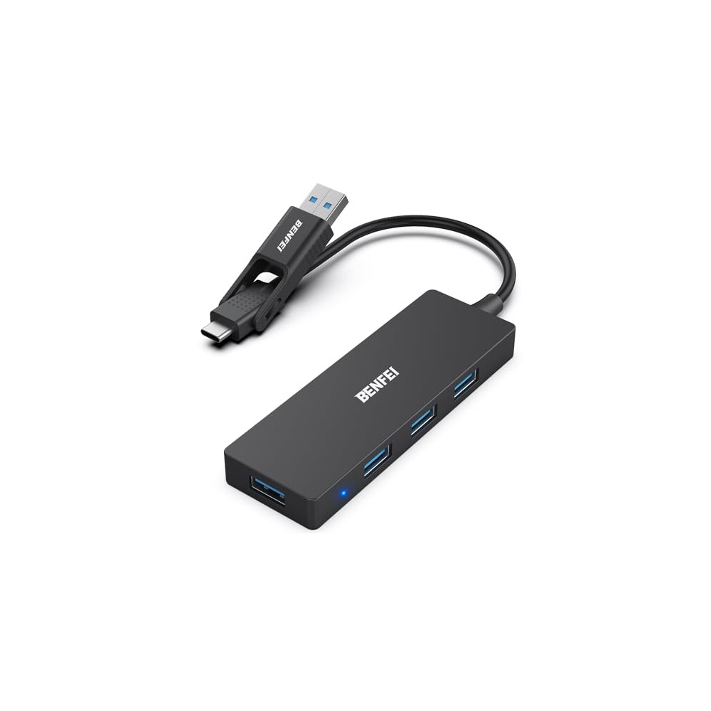 BENFEI 6971785942905 000291BK 4-Port USB 3.0 Ultra Flat Data Hub, USB C Hub with 4 Ports USB 3.0 Adapter - Image 1